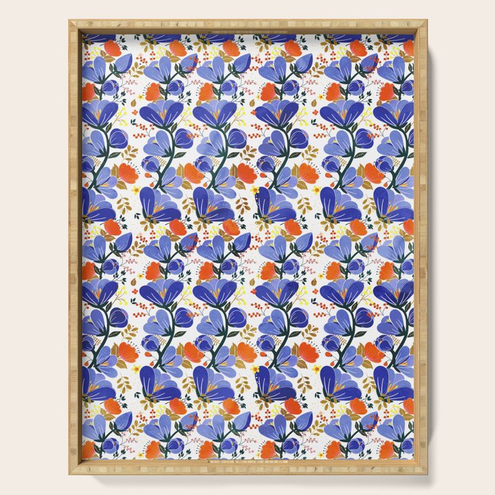 folk spring flowers no2 Serving Tray Gallery Image 1