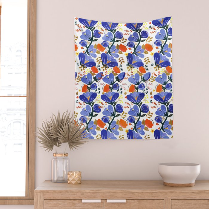 folk spring flowers no2 Wall Tapestry Gallery Image 2