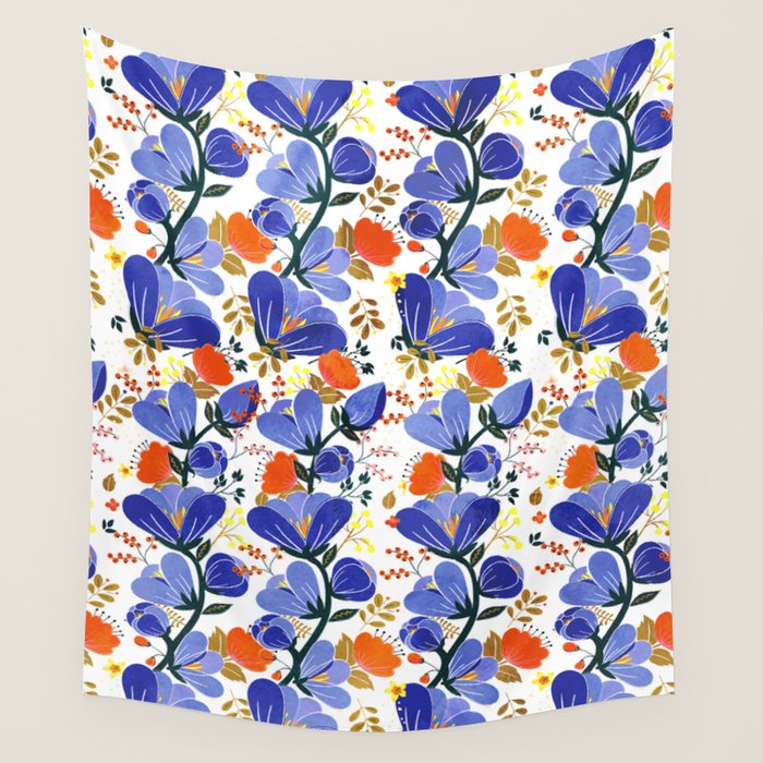 folk spring flowers no2 Wall Tapestry Gallery Image 4