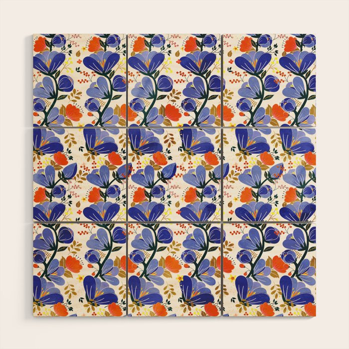 folk spring flowers no2 Wood Wall Art Gallery Image 1