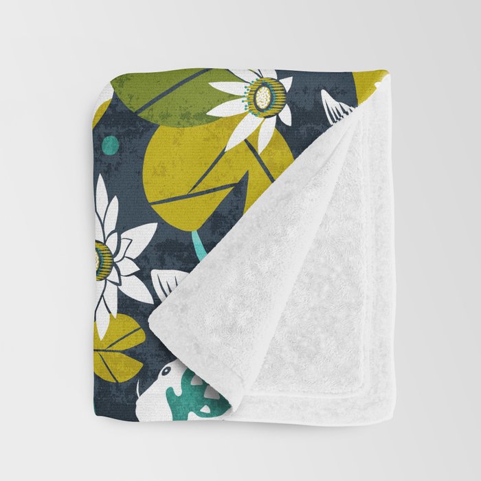 Koi Pond - Green Throw Blanket Gallery Image 3