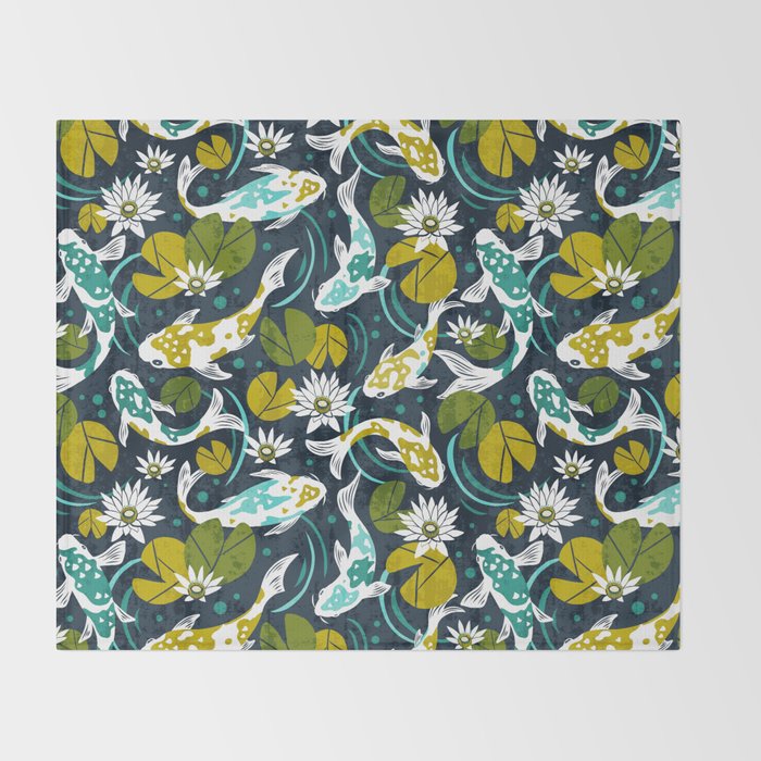 Koi Pond - Green Throw Blanket Gallery Image 2