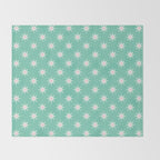Northern Winter Star Festive Grid Pink White and Mint Green Throw Blanket Gallery Image 2