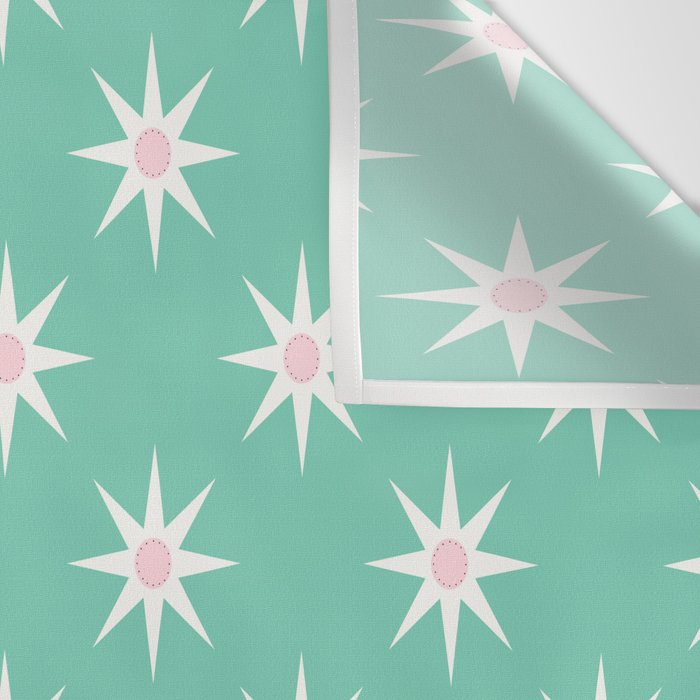 Northern Winter Star Festive Grid Pink White and Mint Green Wall Tapestry Gallery Image 3