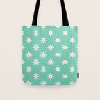 Northern Winter Star Festive Grid Pink White and Mint Green Tote Bag Gallery Image 1