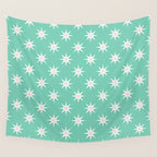 Northern Winter Star Festive Grid Pink White and Mint Green Wall Tapestry Gallery Image 4