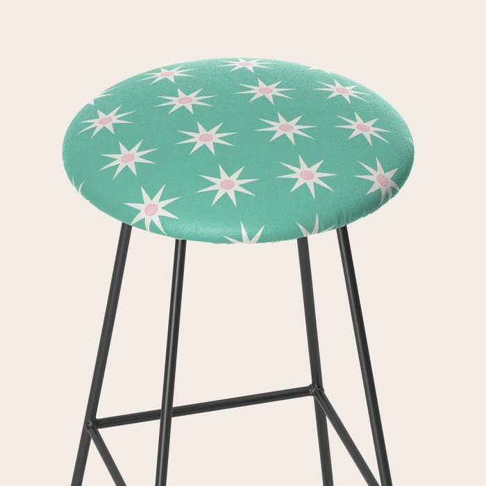 Northern Winter Star Festive Grid Pink White and Mint Green Stool Gallery Image 2