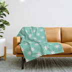 Northern Winter Star Festive Grid Pink White and Mint Green Throw Blanket Gallery Image 1