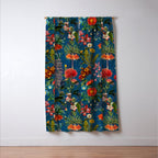 Vintage & Shabby Chic - Blue Midnight Spring Botancial Flower Garden Window Curtain Gallery Image 3