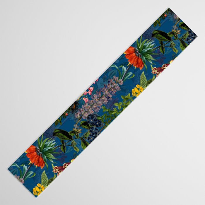 Vintage & Shabby Chic - Blue Midnight Spring Botancial Flower Garden Table Runner Gallery Image 3
