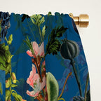 Vintage & Shabby Chic - Blue Midnight Spring Botancial Flower Garden Window Curtain Gallery Image 2