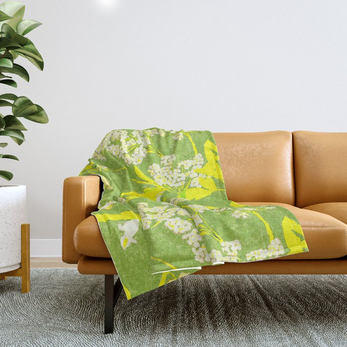 Snowdrop (green) Throw Blanket Gallery Image 1