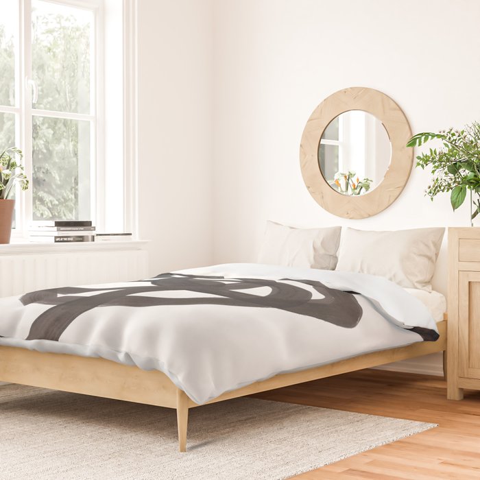 'Ink Memories' Minimalist Ink Line Drawing Abstract Black Brush Strokes Modern Funky Maze by Ejaaz Haniff Duvet Cover Gallery Image 2