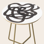 'Ink Memories' Minimalist Ink Line Drawing Abstract Black Brush Strokes Modern Funky Maze by Ejaaz Haniff Side Table Gallery Image 2