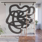 'Ink Memories' Minimalist Ink Line Drawing Abstract Black Brush Strokes Modern Funky Maze by Ejaaz Haniff Wall Mural Gallery Image 1