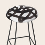 'Ink Memories' Minimalist Ink Line Drawing Abstract Black Brush Strokes Modern Funky Maze by Ejaaz Haniff Stool Gallery Image 2
