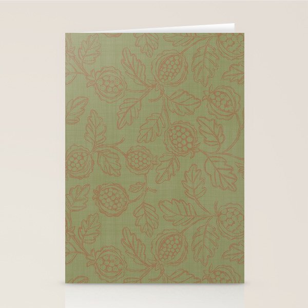 Block Print Pomegranate in Olive Stationery Card Gallery Image 1
