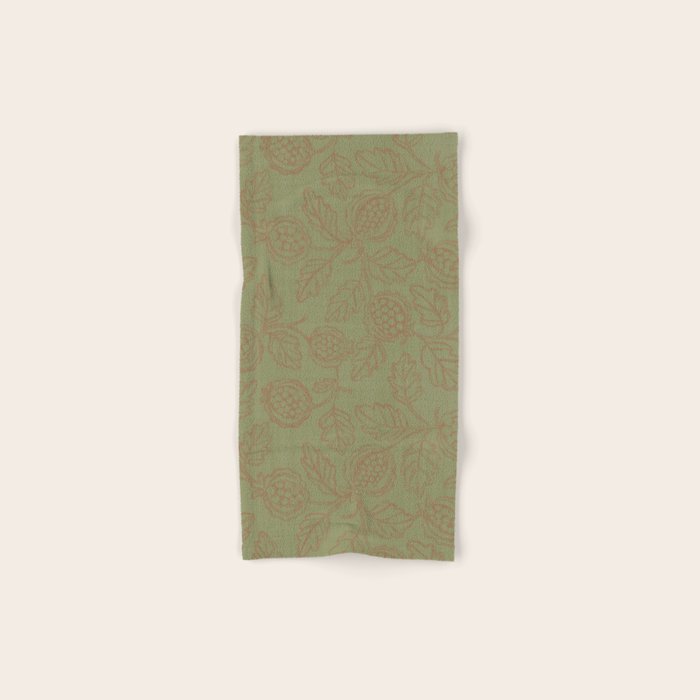 Block Print Pomegranate in Olive Bath Towel Gallery Image 1