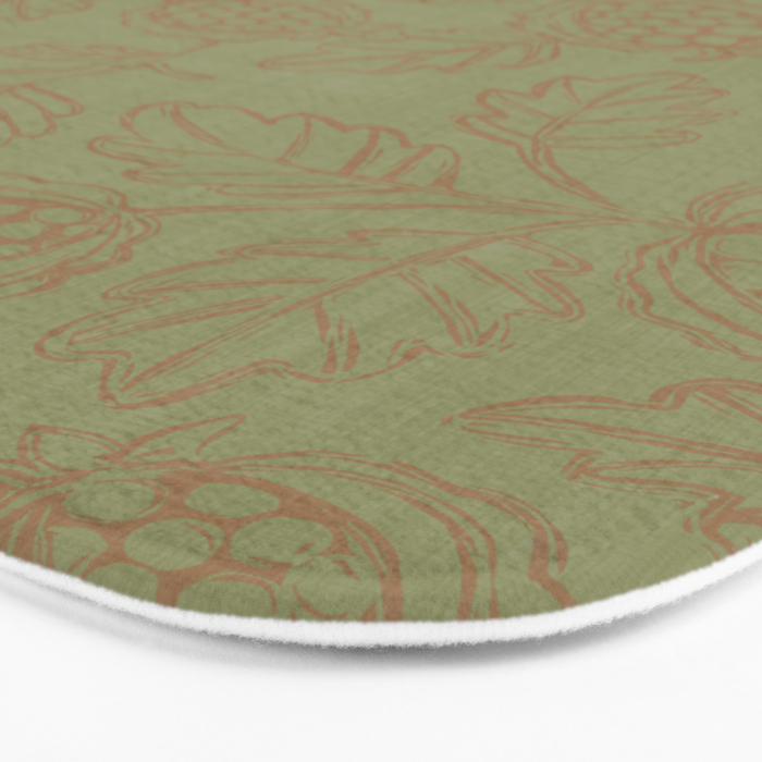Block Print Pomegranate in Olive Bath Mat Gallery Image 3