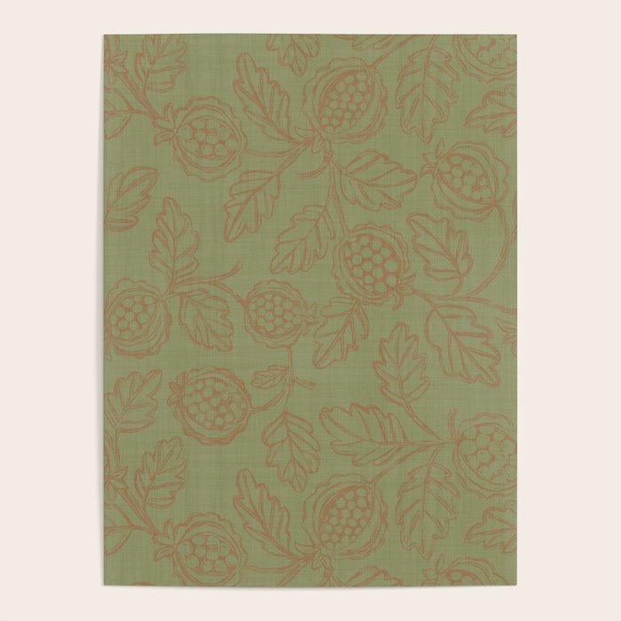 Block Print Pomegranate in Olive Poster Gallery Image 4