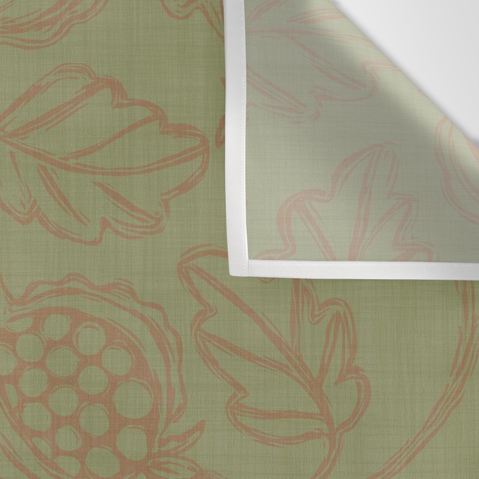 Block Print Pomegranate in Olive Wall Tapestry Gallery Image 3