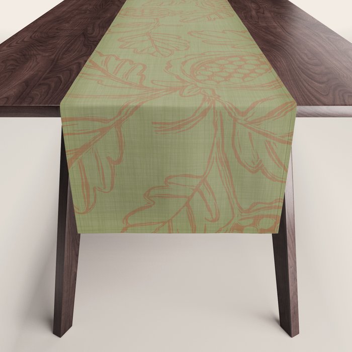 Block Print Pomegranate in Olive Table Runner Gallery Image 1