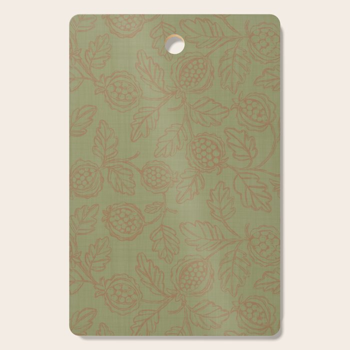 Block Print Pomegranate in Olive Cutting Board Gallery Image 1