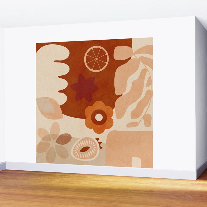 abstract retro shapes earthy organic Wall Mural Gallery Image 2