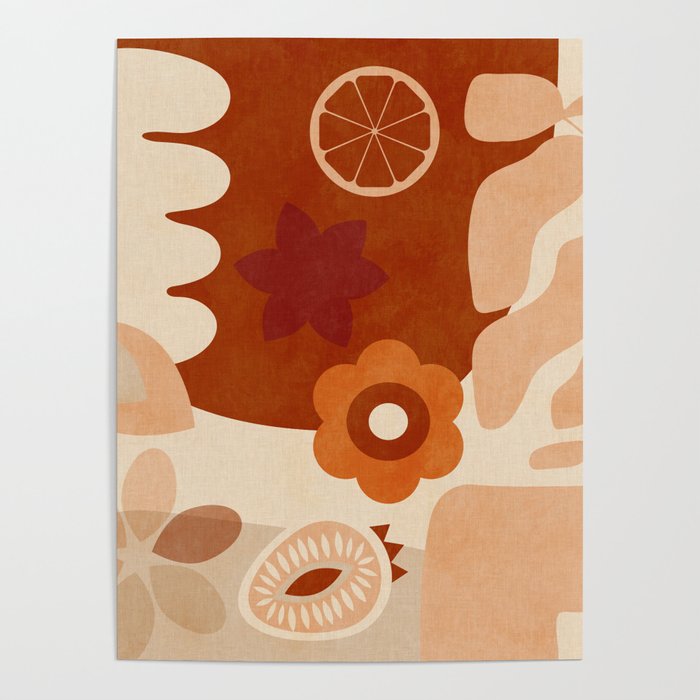 abstract retro shapes earthy organic Poster Gallery Image 1