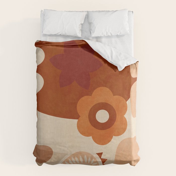 abstract retro shapes earthy organic Duvet Cover Gallery Image 6