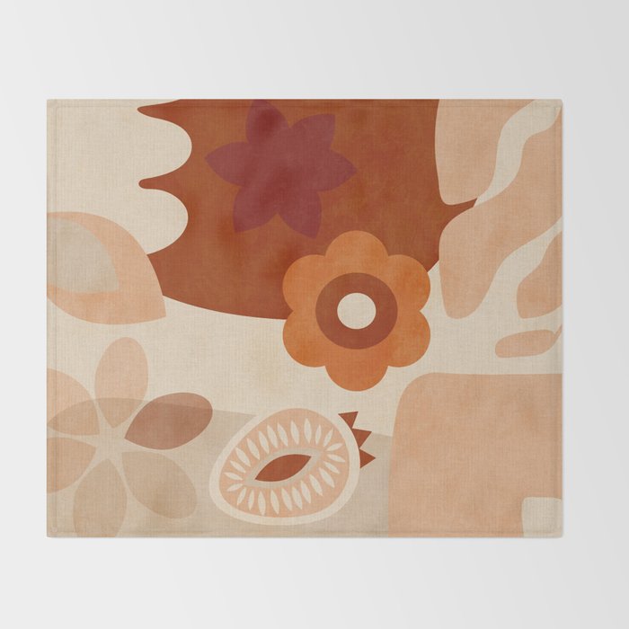 abstract retro shapes earthy organic Throw Blanket Gallery Image 2