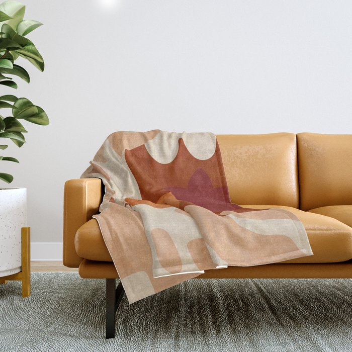 abstract retro shapes earthy organic Throw Blanket Gallery Image 1