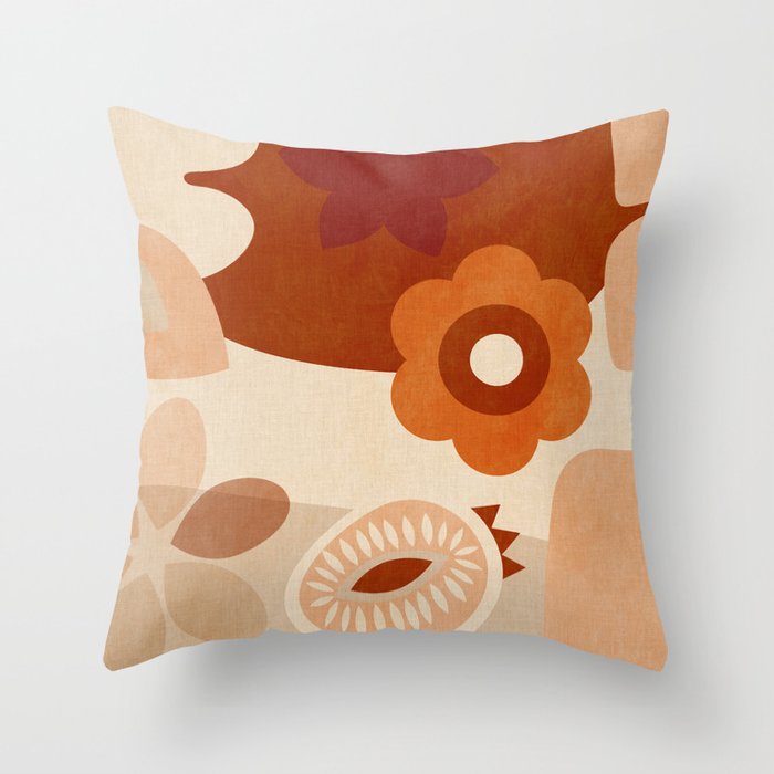 abstract retro shapes earthy organic Throw Pillow Gallery Image 6