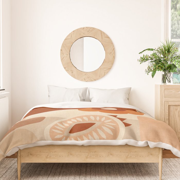 abstract retro shapes earthy organic Duvet Cover Gallery Image 3