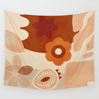 abstract retro shapes earthy organic Wall Tapestry Gallery Image 4