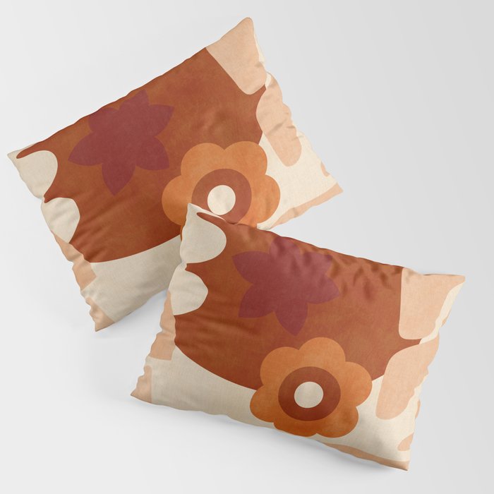 abstract retro shapes earthy organic Pillow Sham Gallery Image 1