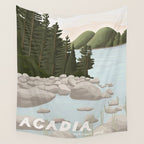 Acadia National Park, Maine, illustrated Wall Tapestry Gallery Image 4