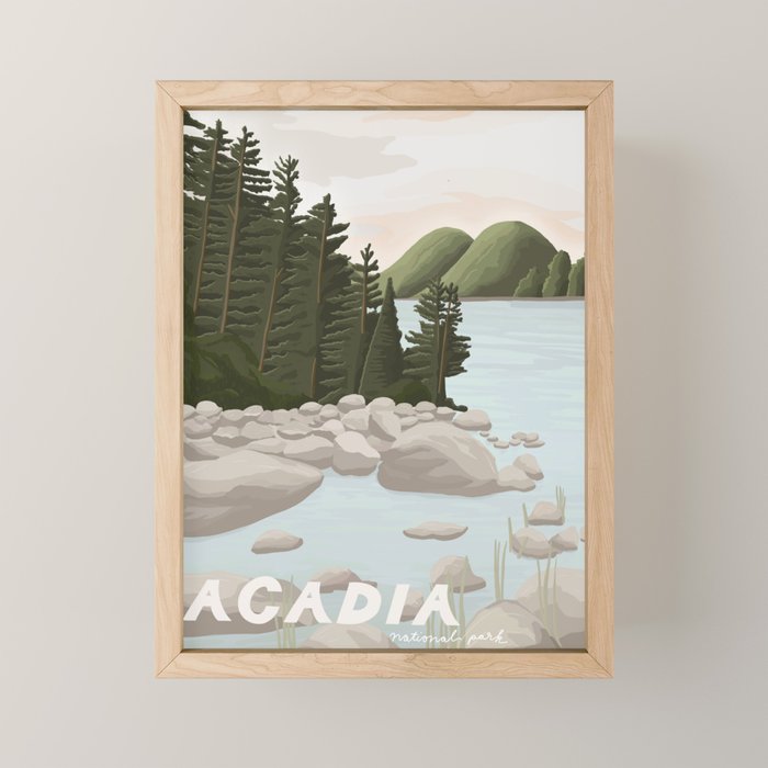 Acadia National Park, Maine, illustrated Mini Art Print Gallery Image 1