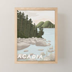Acadia National Park, Maine, illustrated Mini Art Print Gallery Image 1