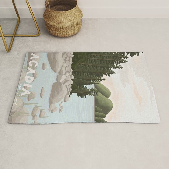 Acadia National Park, Maine, illustrated Rug Gallery Image 1