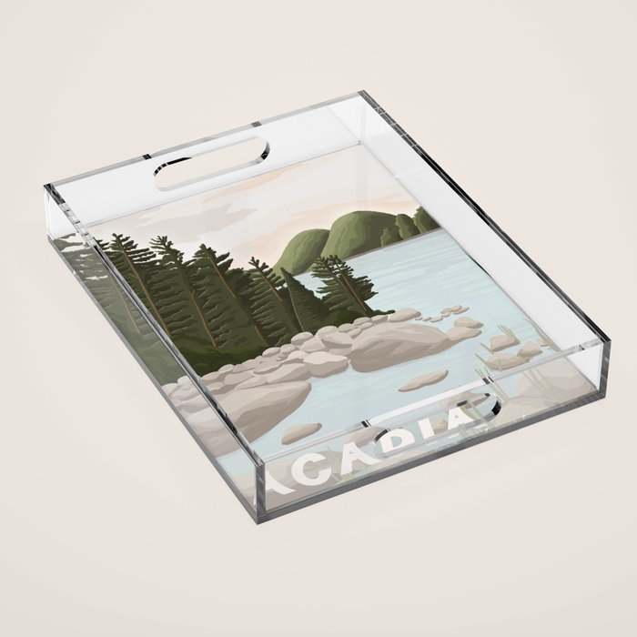 Acadia National Park, Maine, illustrated Acrylic Tray Gallery Image 1