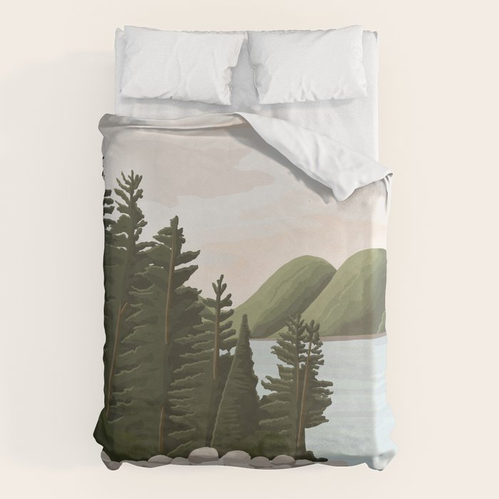 Acadia National Park, Maine, illustrated Duvet Cover Gallery Image 1
