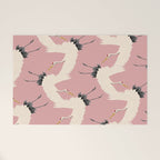 Pink Japanese Cranes Pattern Welcome Mat Gallery Image 1