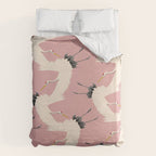 Pink Japanese Cranes Pattern Duvet Cover Gallery Image 6