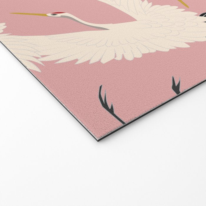 Pink Japanese Cranes Pattern Welcome Mat Gallery Image 2