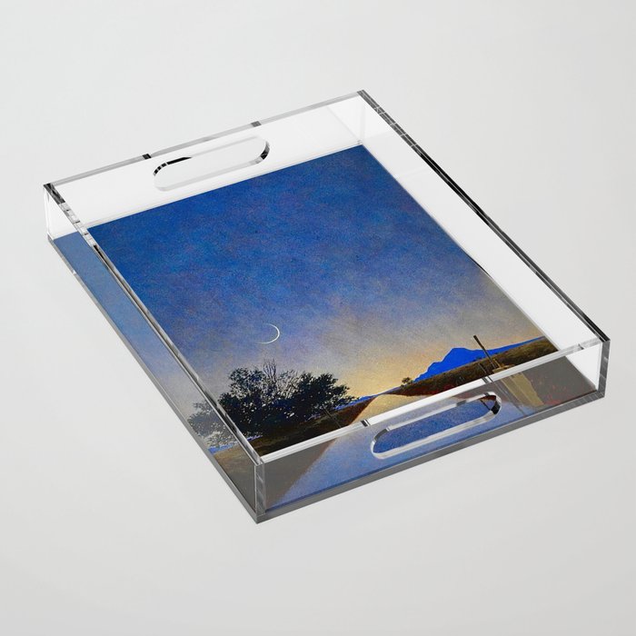 Hot Springs, Yavapai, Arizona landscape painting by Maxfield Parrish Acrylic Tray Gallery Image 1