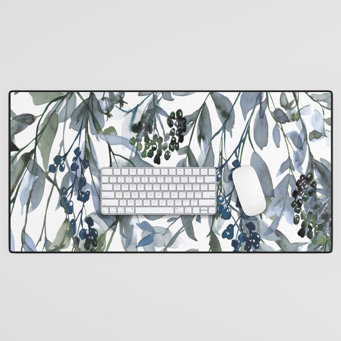 Watercolor Leaves Floral Prints Desk Mat Gallery Image 1
