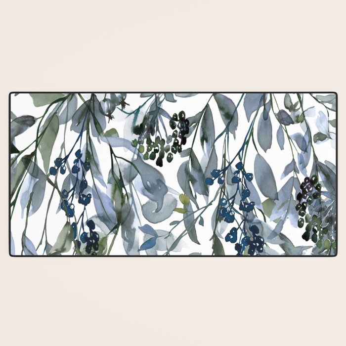 Watercolor Leaves Floral Prints Desk Mat Gallery Image 3