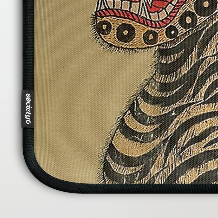 Striped Vintage Minhwa Tiger and Magpie Laptop Sleeve Gallery Image 3