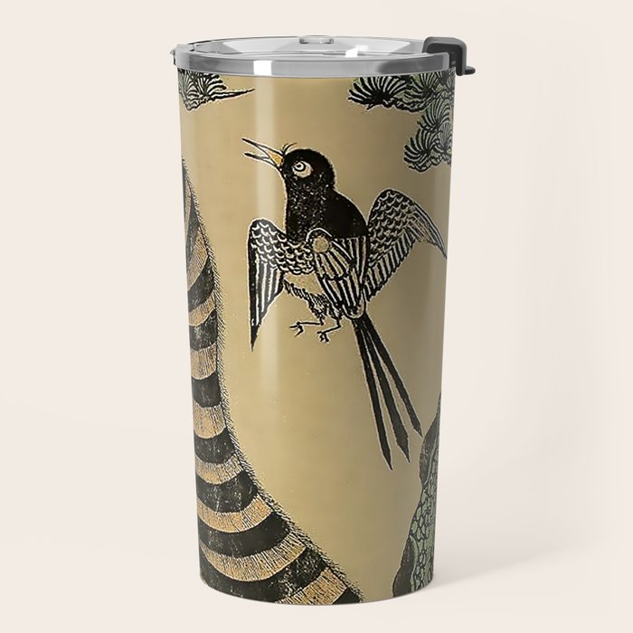 Striped Vintage Minhwa Tiger and Magpie Travel Mug Gallery Image 2